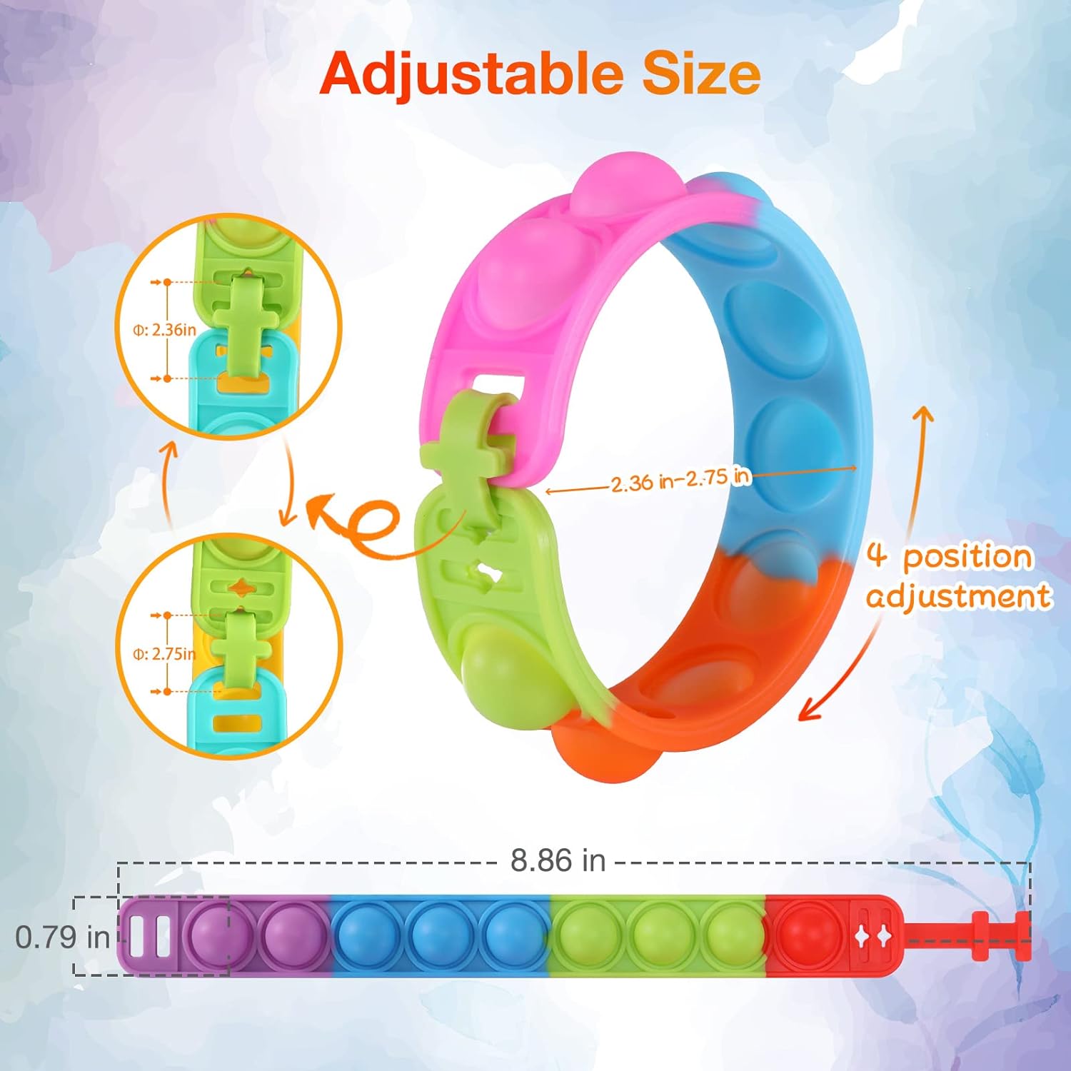 90 Pcs Kids Party Favors Pop Fidget Toys Bulk Its Fidget Bracelet It Birthday Party Favors for Kids Goodie Bags Stuffers Classroom Prizes Bubble Poppers Toddlers Toy for Students Girls Boys Cheap