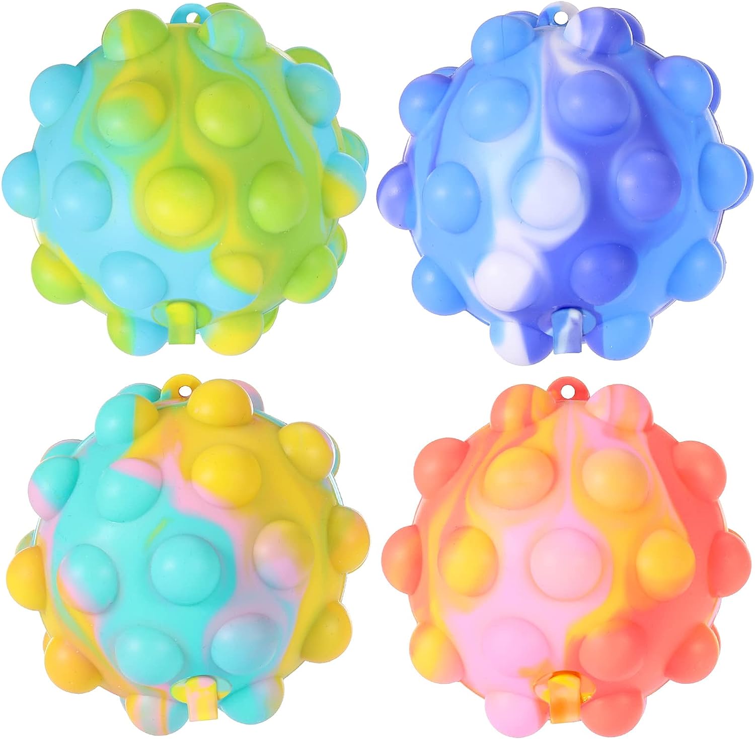 Pop Ball It Fidget Toys 4 Pack Stress Balls for Kids Adults Poppers Its 3D Squeeze Anti-Pressure Pop Balls Push Bubble Its Sensory Toys Squishy Fidget Ball Toddlers Small Toy Popper Stress Relief