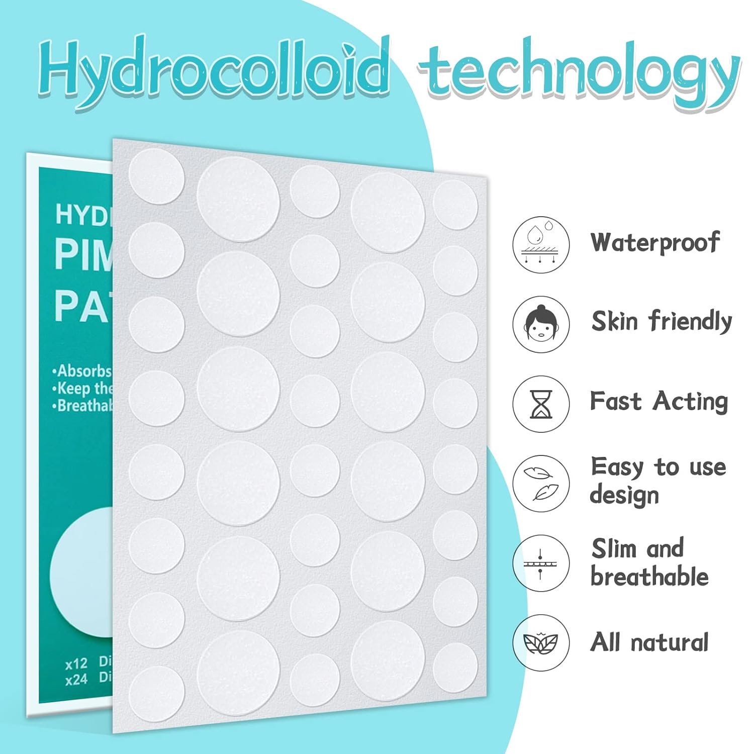 Pimple Patches for Face 180 Counts Hydrocolloid Acne Patches for face Invisible Zit Patches for Face Acne Spot Treatment Patch Blemish Patches Cover Patches Stickers