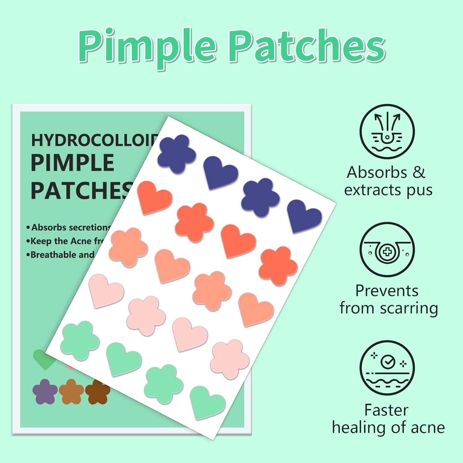 Pimple Patches for Face (120 Counts), Hydrocolloid Acne Patches Zit Patches for Face Acne Spot Treatment Patch Cystic Acne Treatment Stickers Blemish Hydrocolloid Patches for all Skin Type, Plum&Heart