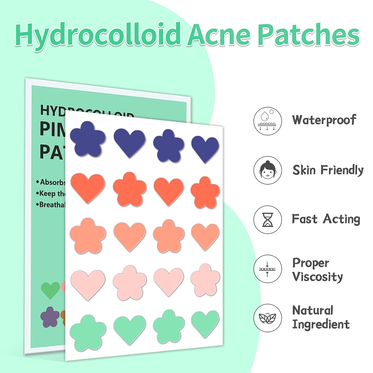 Pimple Patches for Face (120 Counts), Hydrocolloid Acne Patches Zit Patches for Face Acne Spot Treatment Patch Cystic Acne Treatment Stickers Blemish Hydrocolloid Patches for all Skin Type, Plum&Heart