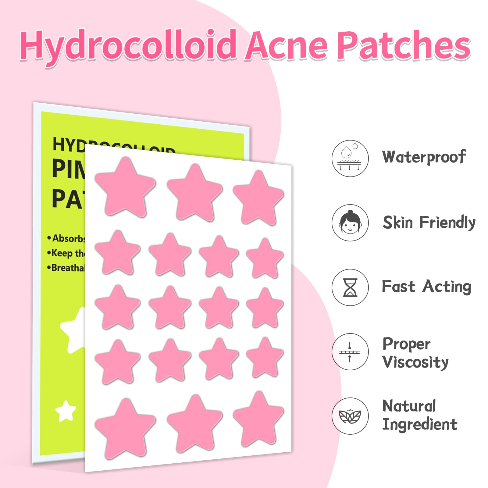 Star Pimple Patch 108 Counts, Pimple Patches for Face Pimple Patches Stars Hydrocolloid Acne Patches Zit Patches for Face Cystic Acne Treatment Blemish Spot Treatment for All Skin Type