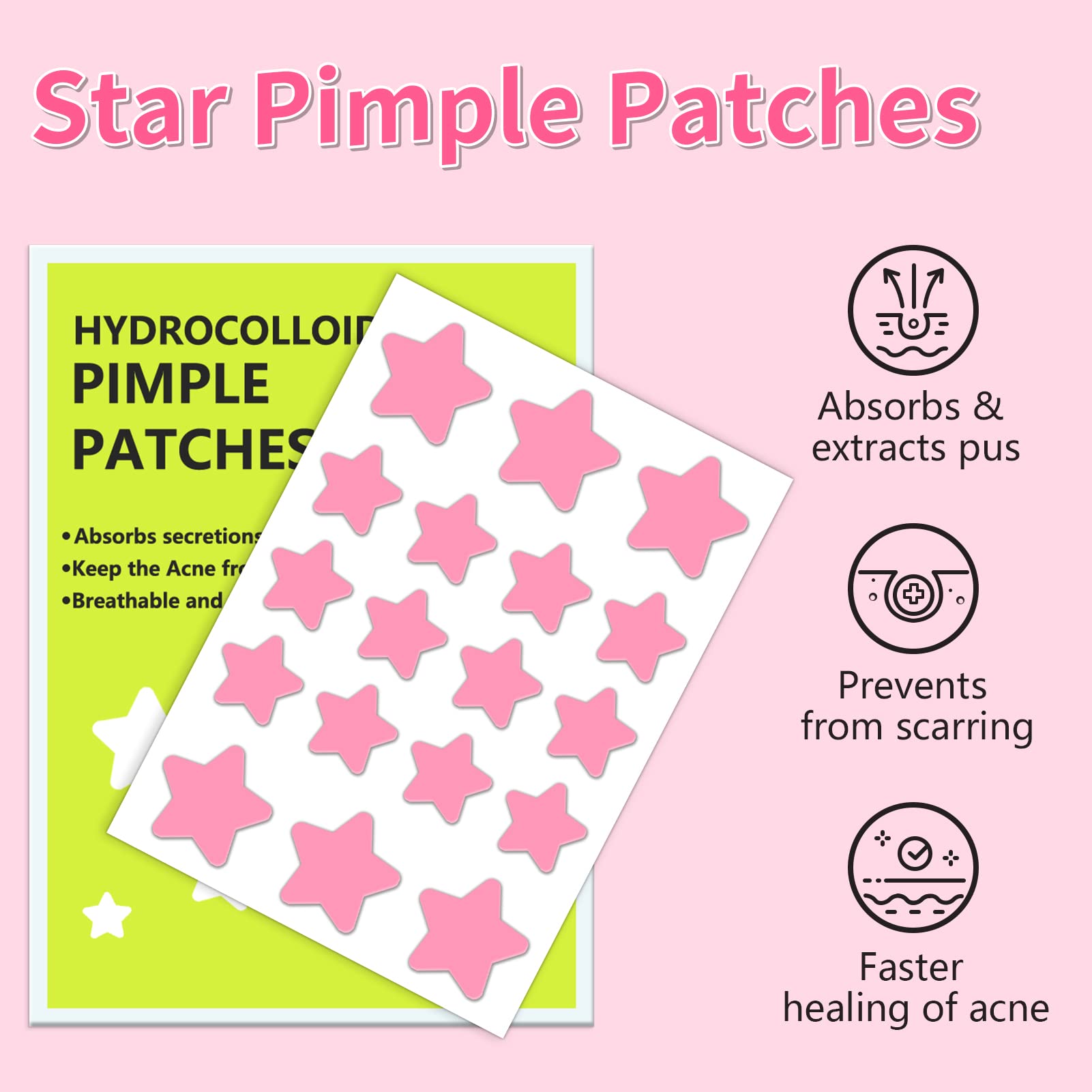 Star Pimple Patch 108 Counts, Pimple Patches for Face Pimple Patches Stars Hydrocolloid Acne Patches Zit Patches for Face Cystic Acne Treatment Blemish Spot Treatment for All Skin Type