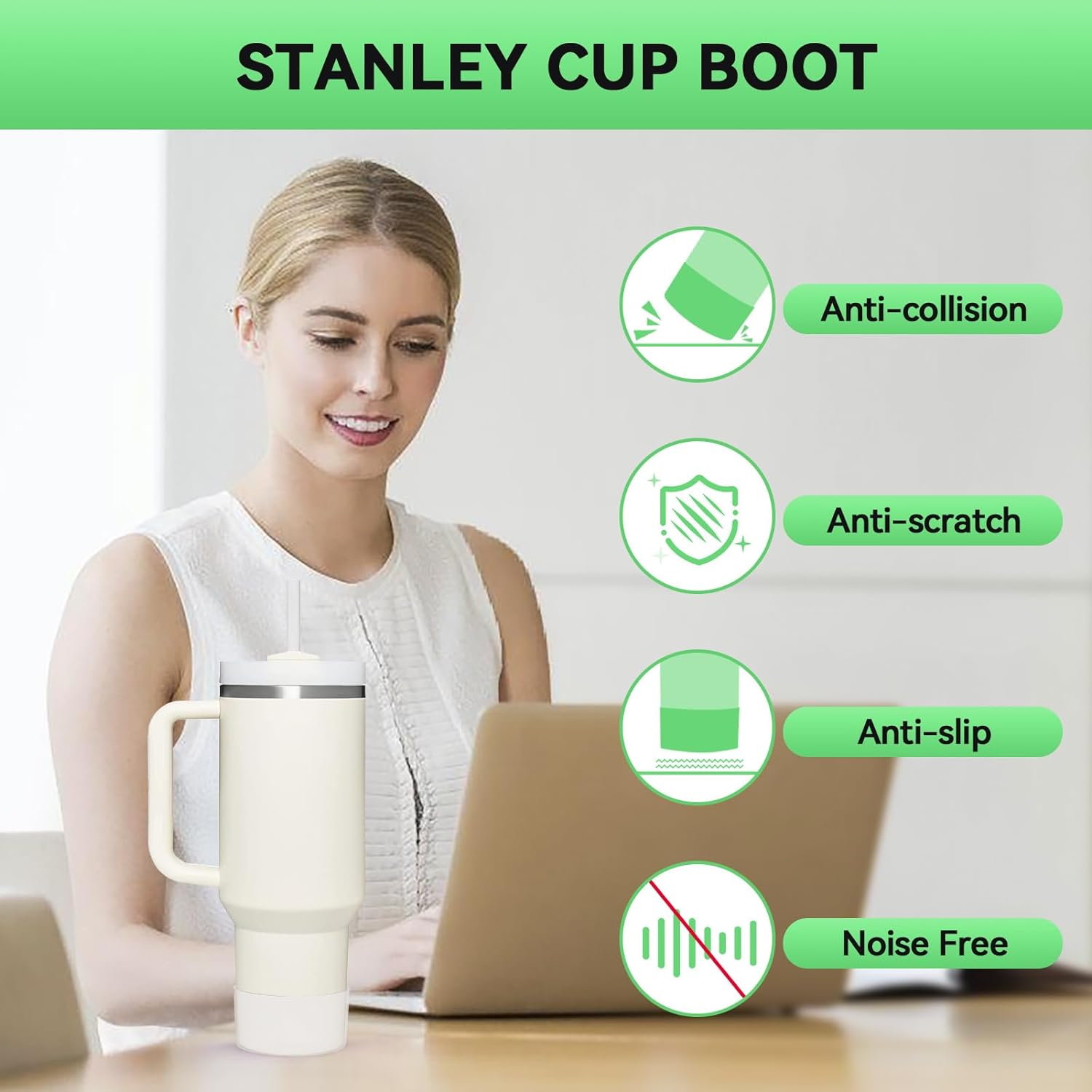 2PCS for Stanley Boot, Silicone Bottom for Stanley Cup Boot Quencher Adventure 40oz&for Hydroflask Boot 12-24oz for Stanley Tumbler Accessories for Stanley Cup Accessories Avoid Scratches&Noise