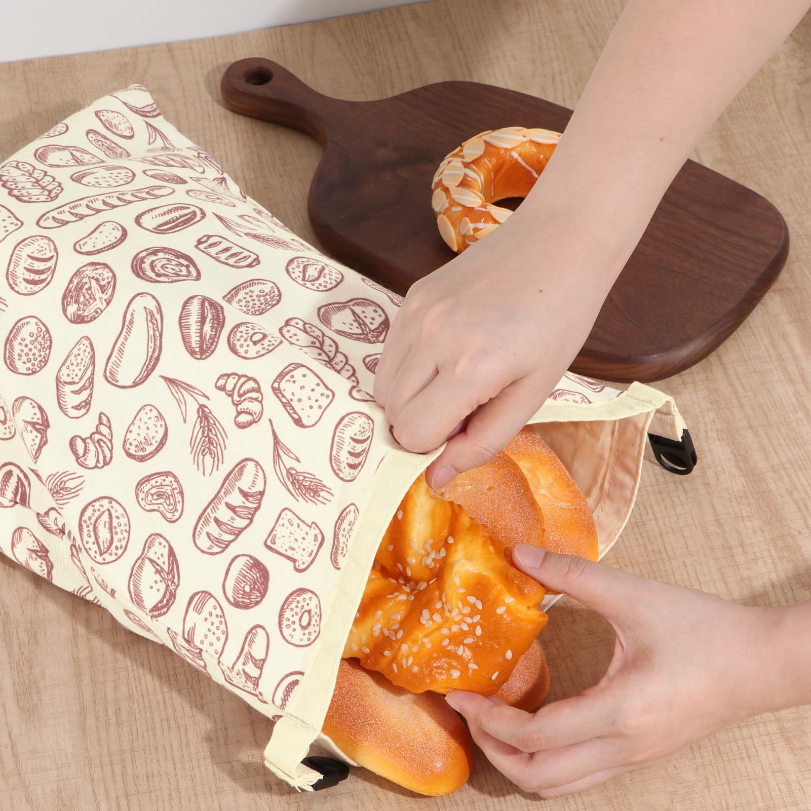 2 PACK Beeswax Sourdough Bread Bags for Homemade Bread, Reusable Cotton Beeswax Bread Bag Portable Waxed Storage All Natural Bees Wax Linen Bag Keep Fresh,13''×17'', 02