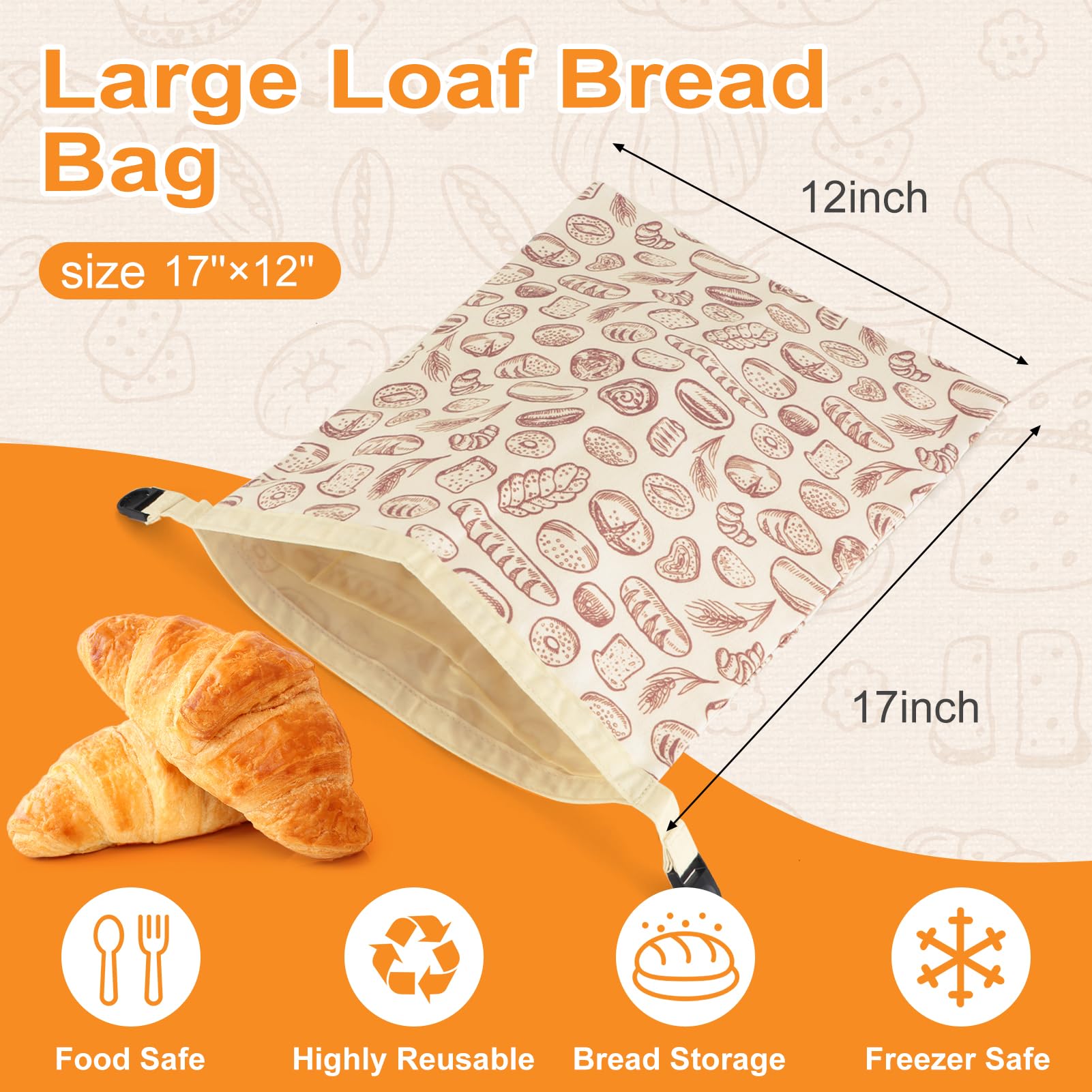 2 PACK Beeswax Sourdough Bread Bags for Homemade Bread, Reusable Cotton Beeswax Bread Bag Portable Waxed Storage All Natural Bees Wax Linen Bag Keep Fresh,13''×17'', 02