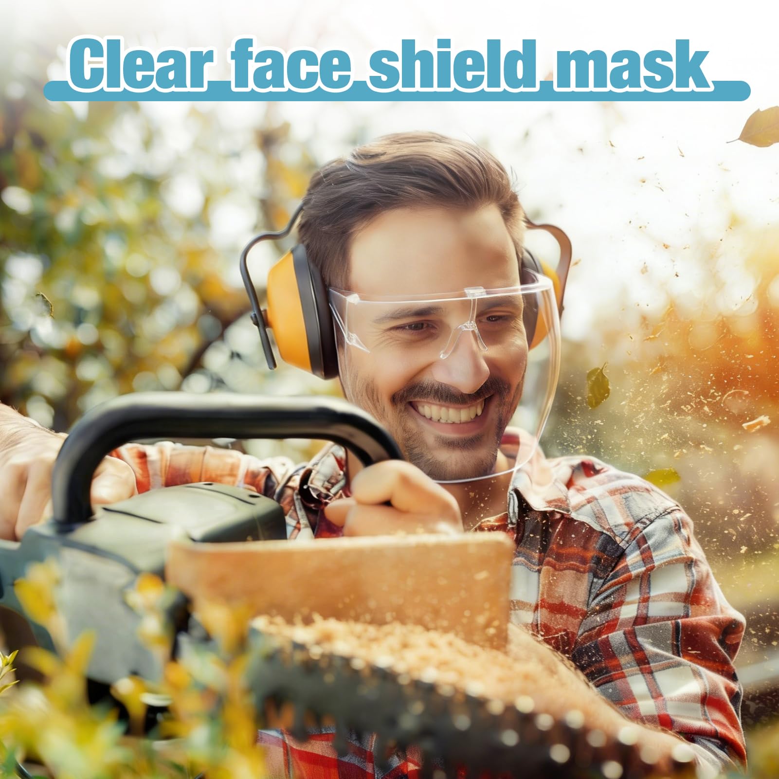 Face Shield with Glasses 4 Pack, Anti -Fog Clear Face Mask Full Face Protection Splash Guard Reusable Breathable See Through Goggles Plastic Working Face Shields Nail Art Tools for Nail Artists