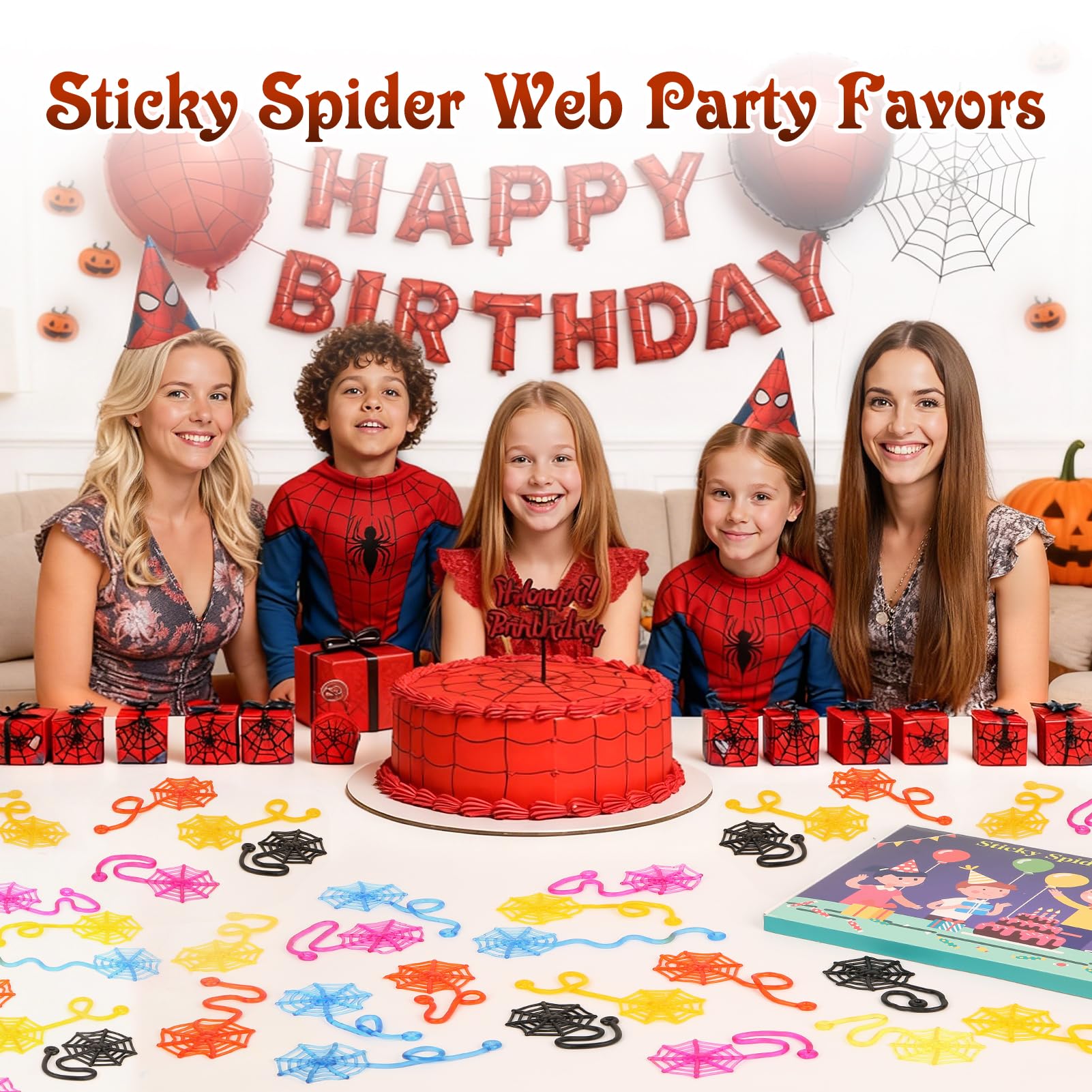 24 Pcs Sticky Spider Web Hands for Kids Bulk Birthday Party Favors Decorations,Spider Webs for Classroom Prizes, End of Year Student Gifts Pinata Fillers, Goodie Bag Stuffers for Kids Boys Girls