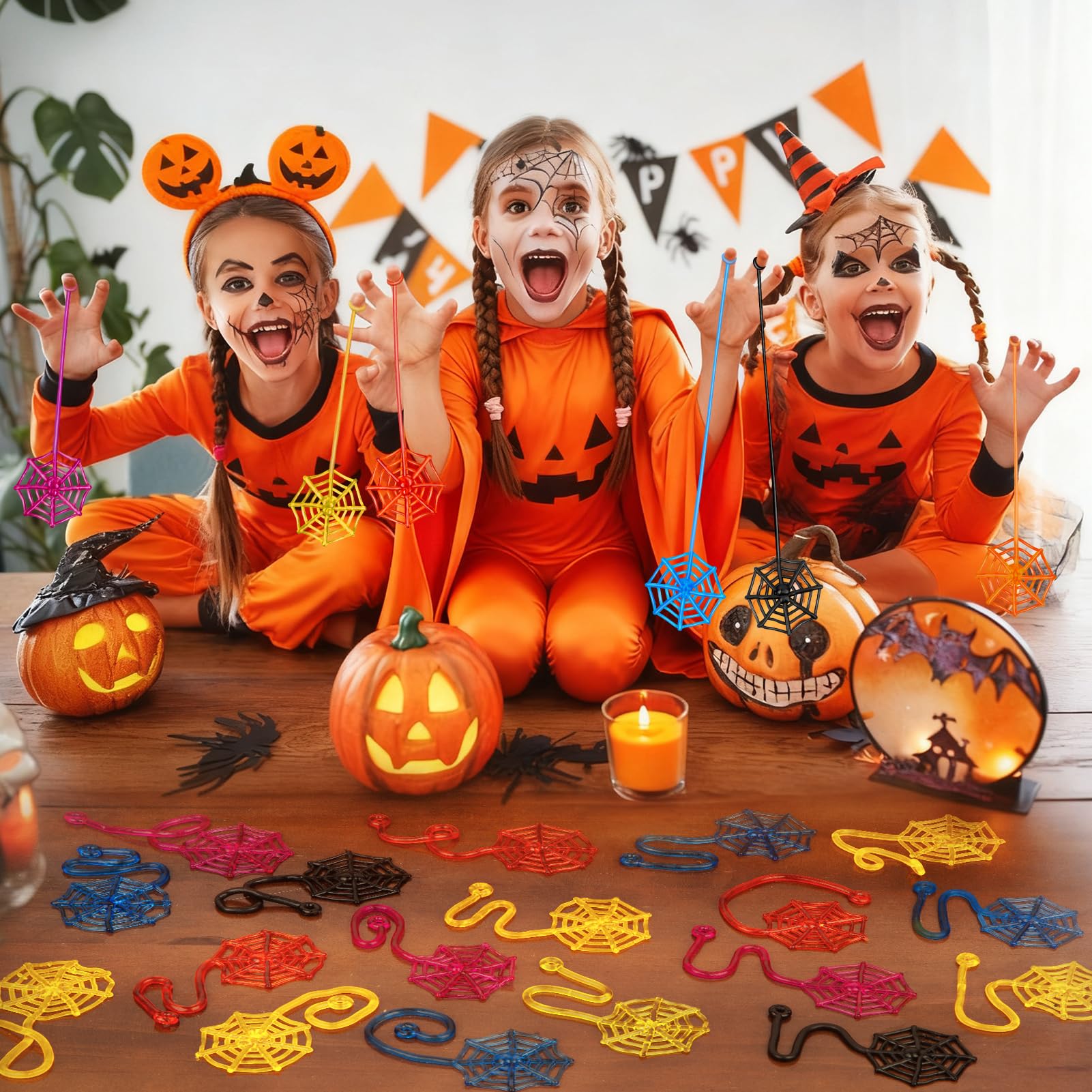 24 Pcs Sticky Spider Web Hands for Kids Bulk Birthday Party Favors Decorations,Spider Webs for Classroom Prizes, End of Year Student Gifts Pinata Fillers, Goodie Bag Stuffers for Kids Boys Girls