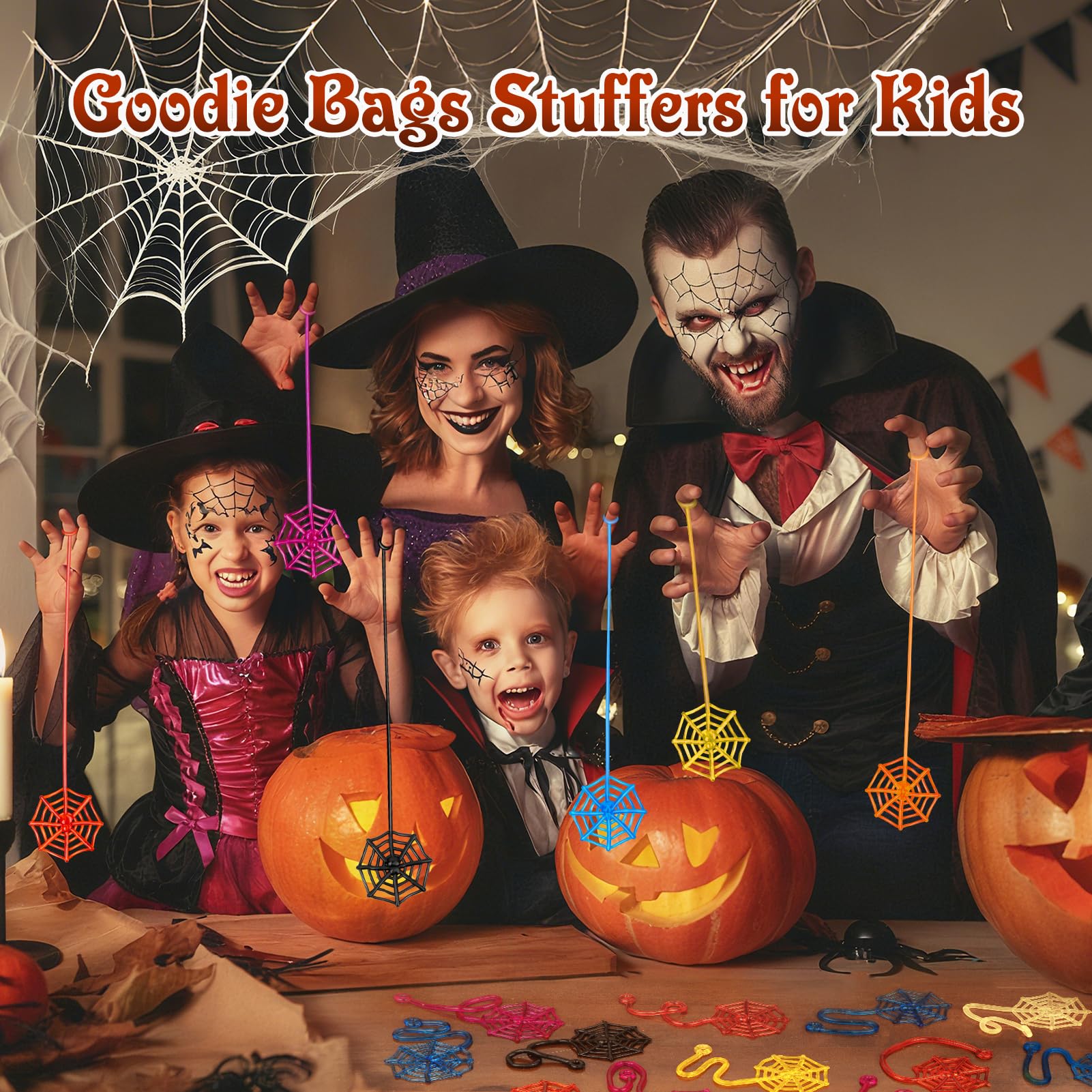 24 Pcs Sticky Spider Web Hands for Kids Bulk Birthday Party Favors Decorations,Spider Webs for Classroom Prizes, End of Year Student Gifts Pinata Fillers, Goodie Bag Stuffers for Kids Boys Girls